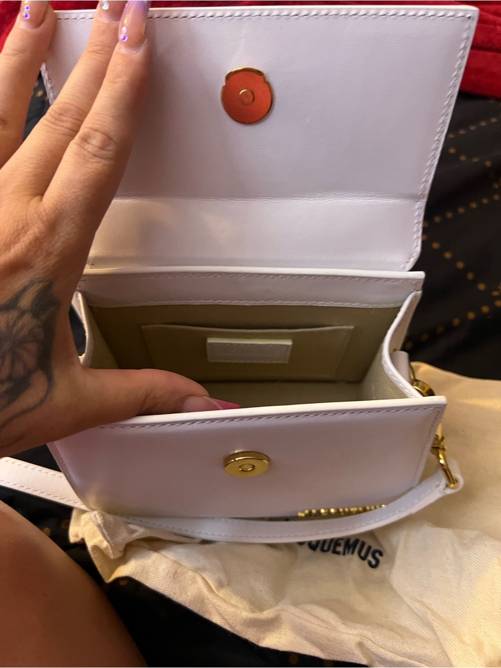 Jacquemus White Le Chiquito Mini Top-Handle Bag with Gold Logo - Picture 8 of 8